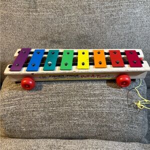 Fisher-Price Pull-A-Tune Vintage Rainbow Xylophone Pull Toy